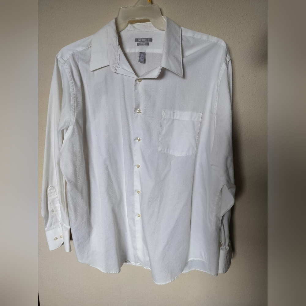 Van Heusen Men's formal striped shirt long sleeve button down fitted 18.5